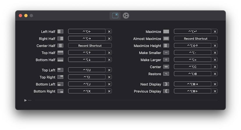 Image of the Rectangle settings showing it has many options